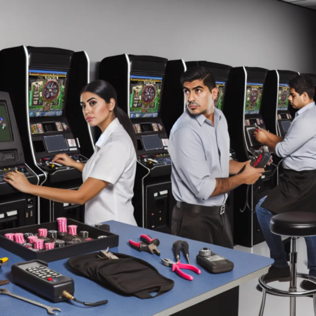 Arcade és nyerőgép diagnosztikai mérés közben