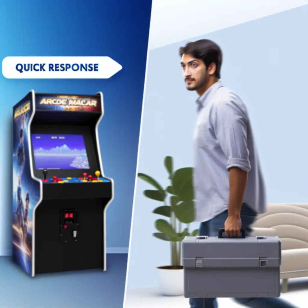 Sürgősségi javítás alatt álló arcade gép